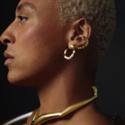 Boucles D'Oreilles Ecorce Doree